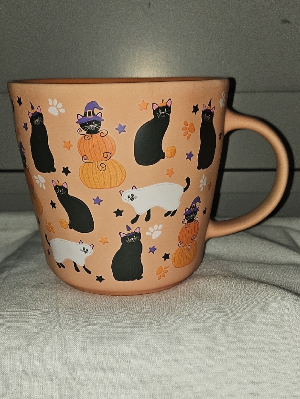 Cat Halloween Mug with Pumpkins and Stars - Picture 2 of 7